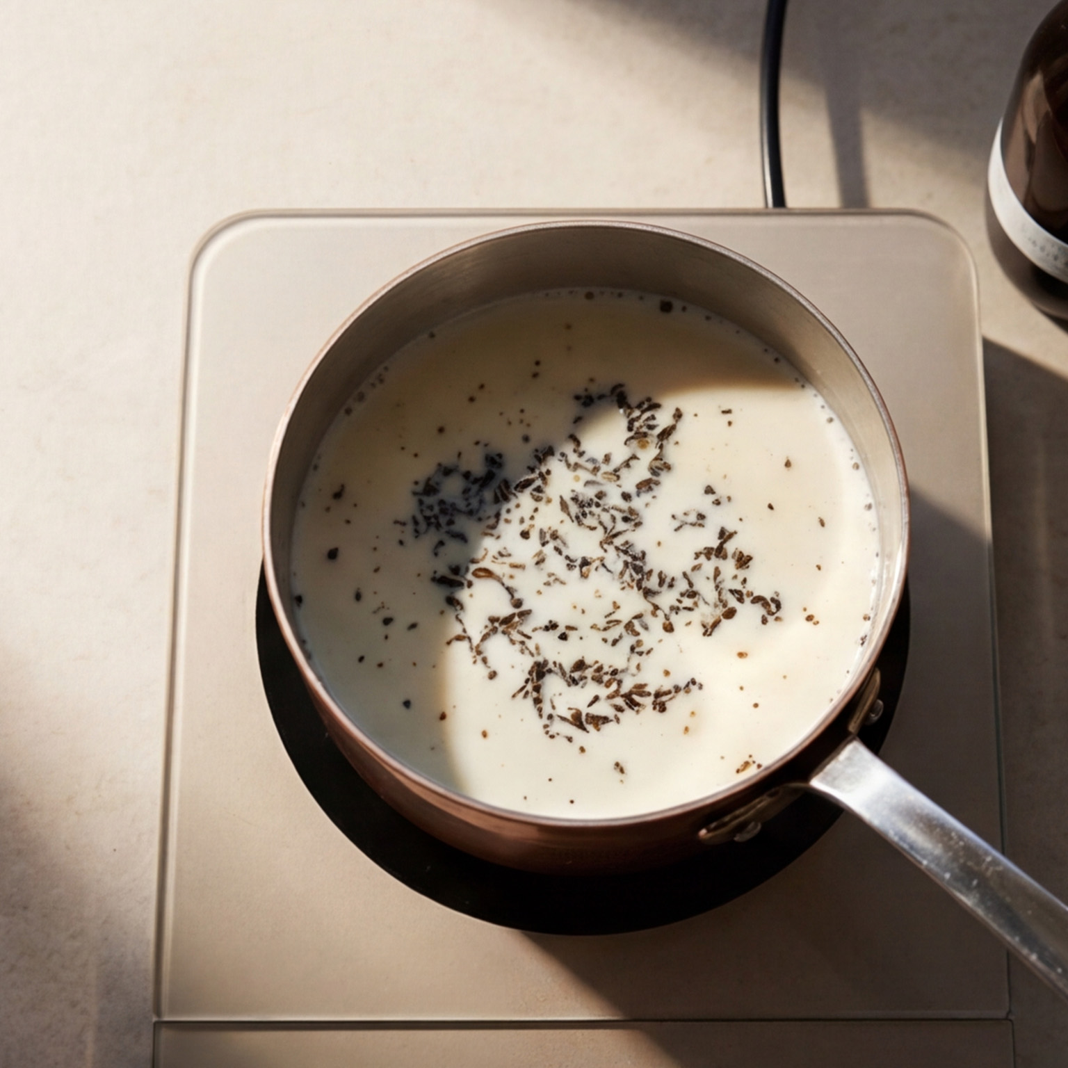 Step 2: Earl Grey simmering in milk