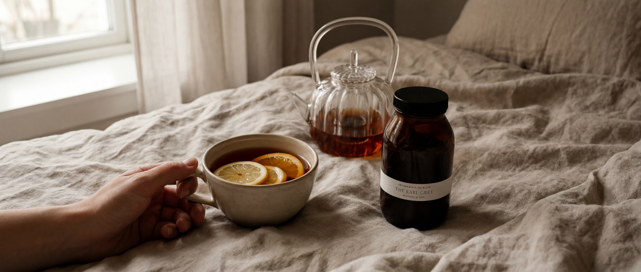 A quiet tea moment in evening light
